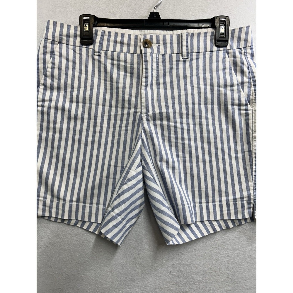 Old Navy Women's Everyday Chino Shorts Blue/White Striped Mid Rise Size 8